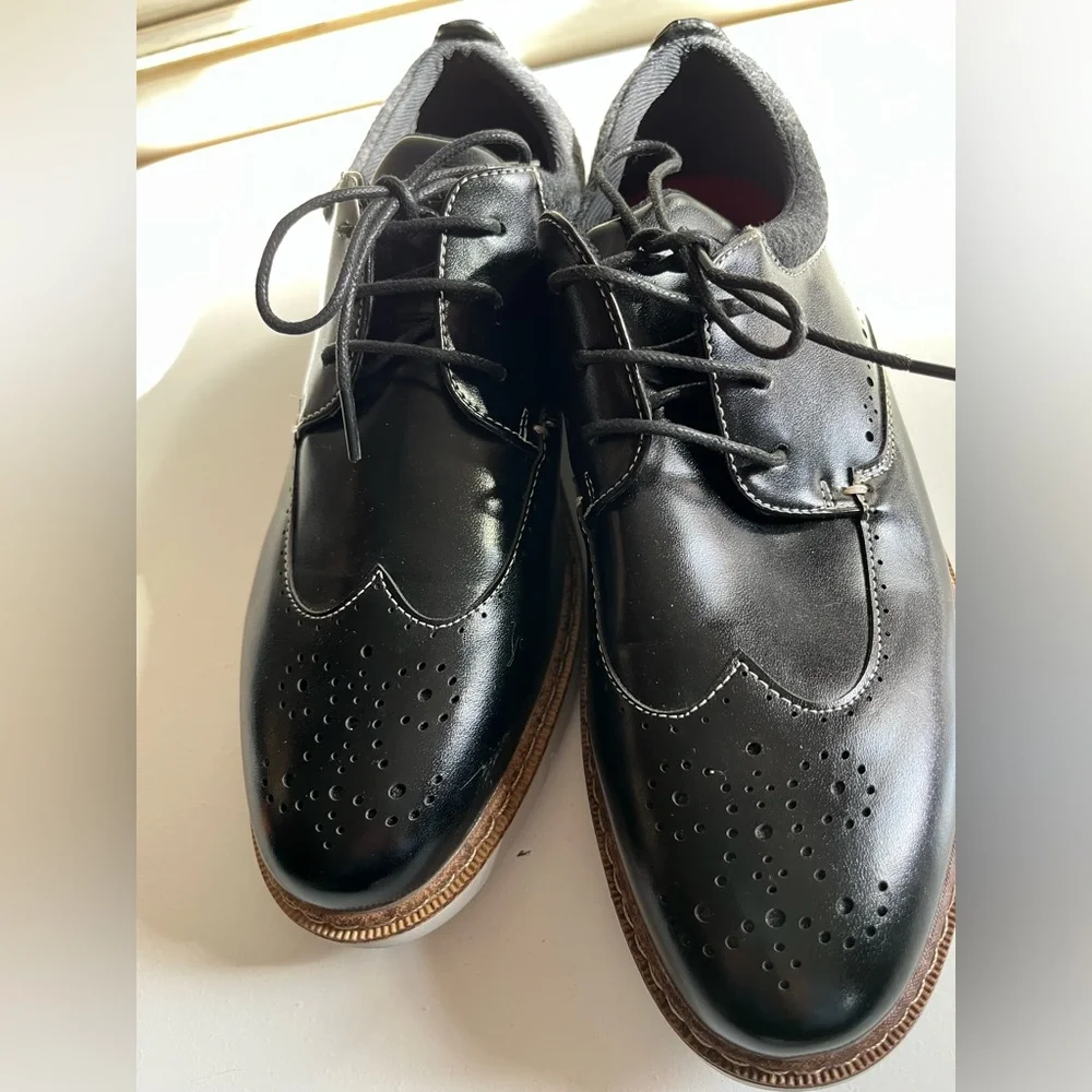 Stacy Adams Red Zone Collection KIDS SYNERGY Black Wingtip Lace Up dress shoes 5